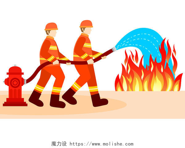 彩色卡通消防员元素消防员PNG素材消防消防安全